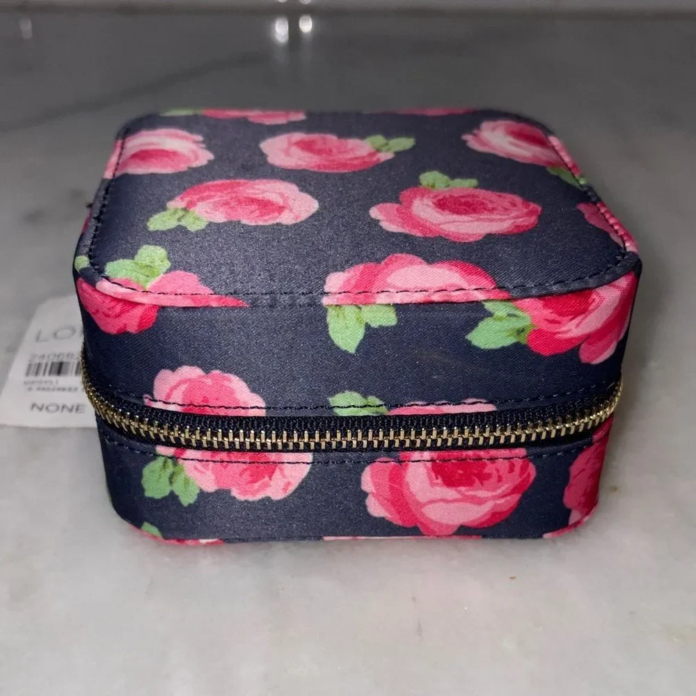LOFT Floral Travel Jewelry Organizer Case Blue Pink NWT